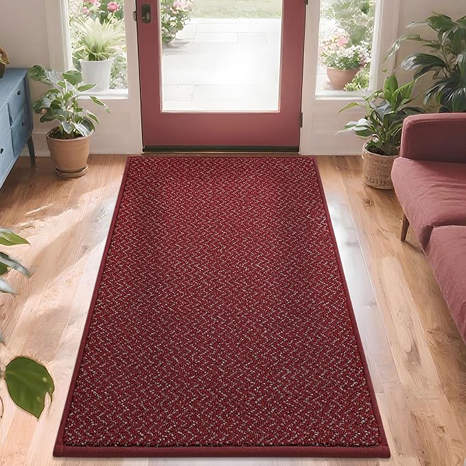 COSY HOMEER-Door-Mat 36"x60" Non Slip Absorbent Entryway Rugs Dirt Trapper Doormats Washable Entrance Mats Low Pile Welcome Floor Mat for Front Back Door and Entry Mats,Red-Ruum Studio Home