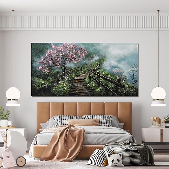 Dimpaga Canvas Wall Art Decor Large Wall Art Pictures for Living Room Tree of Life Wall Art Prints Foggy Trail Wall Art Decor Large Artwork for Walls for Room Home Office Wall Decor 29" X 58"-Ruum Studio Home