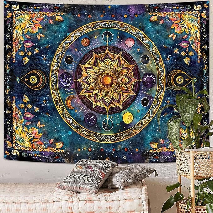 Lunerfex Mandala Solar System Tapestry Boho Tapestry for Bedroom Galaxy Tapestries Wall Hanging Living Room Wall Art and Home Decor 60x80-Ruum Studio Home