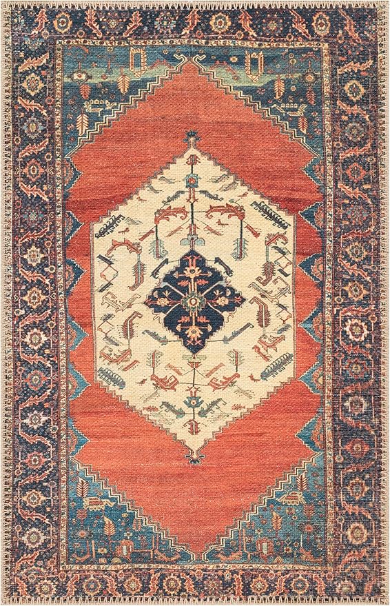 Keen Home Design 2x3 Rug - Machine Washable Entry Rug with Non-Slip Backing, Ideal for Enteryway, Kitchen, Bathroom, Laundry Room - Vintage, Easy Clean, Durable, Low Pile Rug - (2' x 3')-Ruum Studio Home