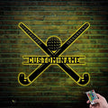Custom Hockey LED Wall Sign - Hockey Metal Wall Art with Helmet & Sticks, 16-Color LED with Remote Control, Hockey Decor for Boys Room, Players, Fans, Coaches, Man Cave, Sports Lovers-Ruum Studio Home