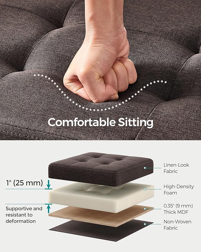 SONGMICS Mazie Collection - 30 Inches Folding Storage Ottoman Bench, Ottoman Foot Rest, End of Bed Bench, Storage Chest, Load 660 lb, for Living Room, Bedroom, Entryway, Brown ULSF047K02-Ruum Studio Home