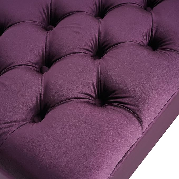 Christopher Knight Home Gloust Velvet Storage Ottoman, Upholstered Rectangular Storage Bench, Living Room Seating, Tufted BottonFoot Rest Stool for Home Office, Entryway and Bedroom, Purple-Ruum Studio Home