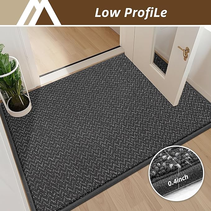 COSY HOMEER-Door-Mat 24"x36" Non Slip Absorbent Entryway Rugs Dirt Trapper Doormats Washable Entrance Mats Low Pile Welcome Floor Mat for Front Back Door and Entry Mats,Dark Grey-Ruum Studio Home