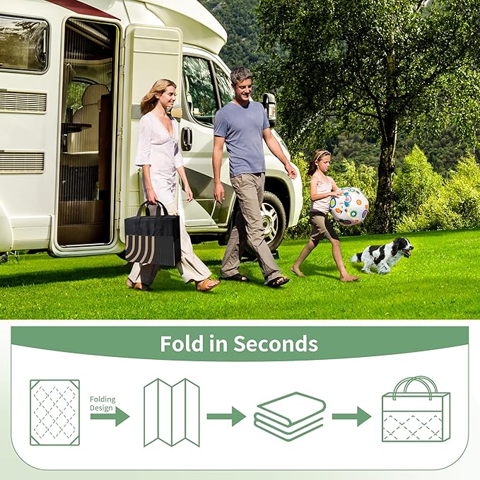 GENIMO Outdoor Rug 8' x 10' Waterproof for Patio Clearance, Reversible Lightweight Plastic Straw Camping Carpet, Large Area Rugs Mats for Rv, Backyard, Deck, Porch, Picnic, Balcony, Mix-Black & Brown-Ruum Studio Home