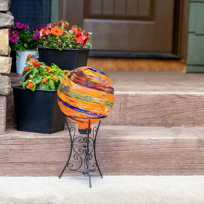 Sunnydaze 10-Inch Gazing Ball for Garden - Glass Gazing Globe for Outside - Garden Orb Yard Decor - Sunset Sky-Ruum Studio Home