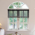 Sutuo Home Black Boho Valance Curtains Crochet Lace Sheer Bohemian Hollow Knitted with Tassels, Privacy Vintage Mid Century Farmhouse Tier for Kitchen, Rod Pocket 1 Panel,59" W x 36" L-Ruum Studio Home