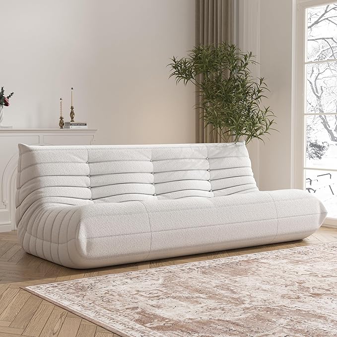 Big Bean Bag Chairs for Adults, 3 Seater Large Bean Bag Chair Sofa, Fireside Chair Lazy Sofa Chair with High Density Comfortable Foam, Modern Bean Bag for Living Room, Bedroom, Office (Beige)-Ruum Studio Home