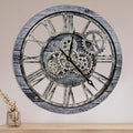 The B-Style Large Wall Clock 24 inch Moving Gear Wall Clock Oversized Vintage Farmhouse Wall Clocks for Living Room Decor Rustic Industrial Wood Clock (Carbon Gray, 36 inch/90cm)-Ruum Studio Home