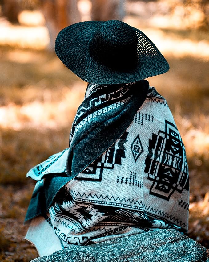 Off the Grid Inca Aztec Throw Blanket | Southwest Indian Navajo Boho Style | Native Woven Western Cover for Camping, Bedding, Couch-Ruum Studio Home