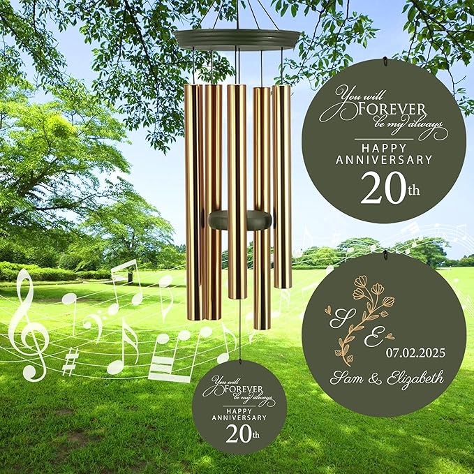 ASTARIN 20th Tree of Life Wind Chimes, Personalized Wind Chimes for Cople Women Men, Couple Gifts for Keepsake, Deep Tone Windchime Romantic Gift-Ruum Studio Home