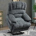 Power Lift Chair with Vibration Massage and Lumbar Heat for Elderly, Electric Recliner Chair Max 155° with Charging Ports, Blue Gray-Ruum Studio Home