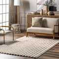 nuLOOM Jeni Checkered 6 Square Machine Washable Area Rug for Living Room Bedroom Dining Room Kitchen, Beige-Ruum Studio Home