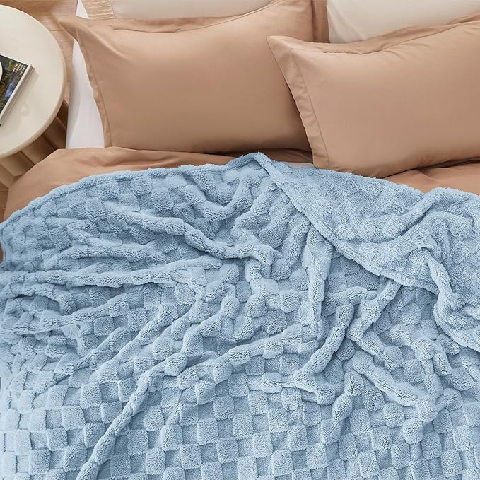 Bedsure GentleSoft Blankets Queen Size for Bed - Super Soft Cozy Blanket for Women Men Girls, Large Fuzzy Fleece Throw for Bedroom Decor, Light Blue, 90x90 Inches-Ruum Studio Home