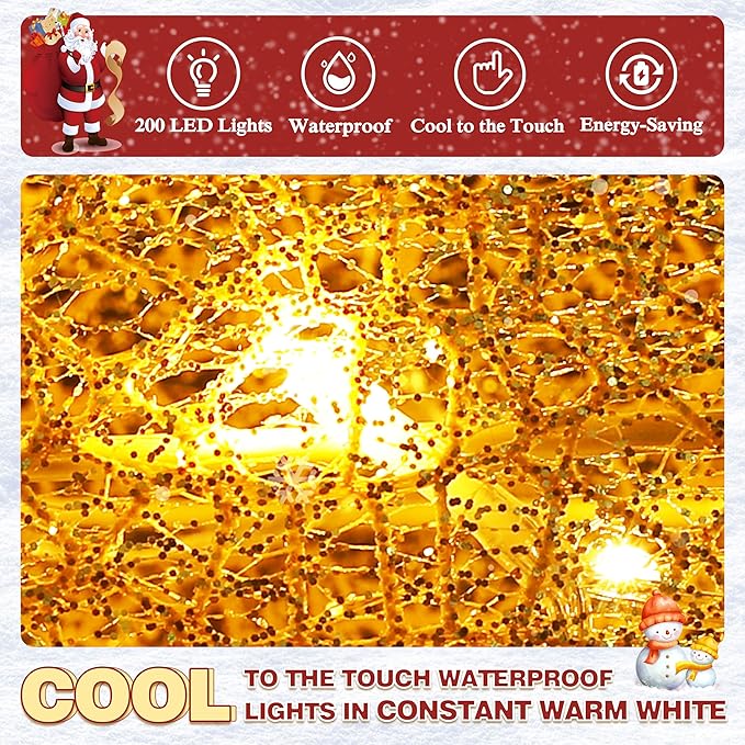 4.5FT Lighted Reindeer Family Set for Christmas Decoration, 3 Pieces Pre-Lit Iridescent Deer with 200 LED Lights, 3D Glittered Standing Holiday Display for Outdoor, Indoor, Golden-Ruum Studio Home