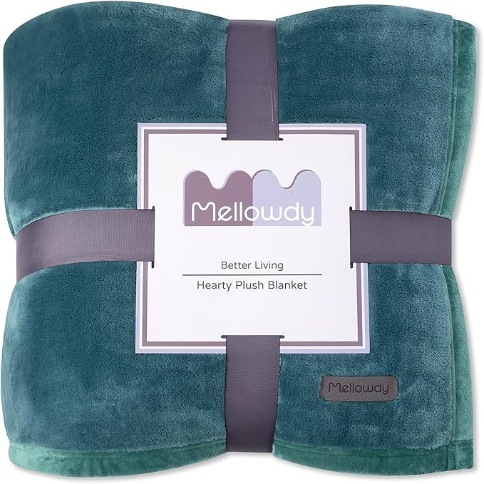 Mellowdy Extra Thick Hearty Plush Flannel Blanket (Deep Turquoise, 60x80) - 500GSM Twin Size Warm Blanket for Winter, Fall | Soft, Fluffy, Cuddly, Perfect for Bed, Oversized Throw for Couch, Sofa-Ruum Studio Home