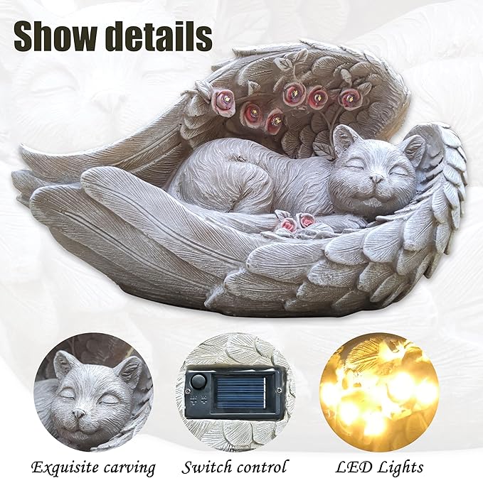 Solar Cat Garden Statues Outdoor Décor-Cat Figurines Solar LED Light Lawn Ornaments - Yard Decorations for Patio, Balcony, Backyard -Unique Birthday House Warming Gifts for Mom-Ruum Studio Home