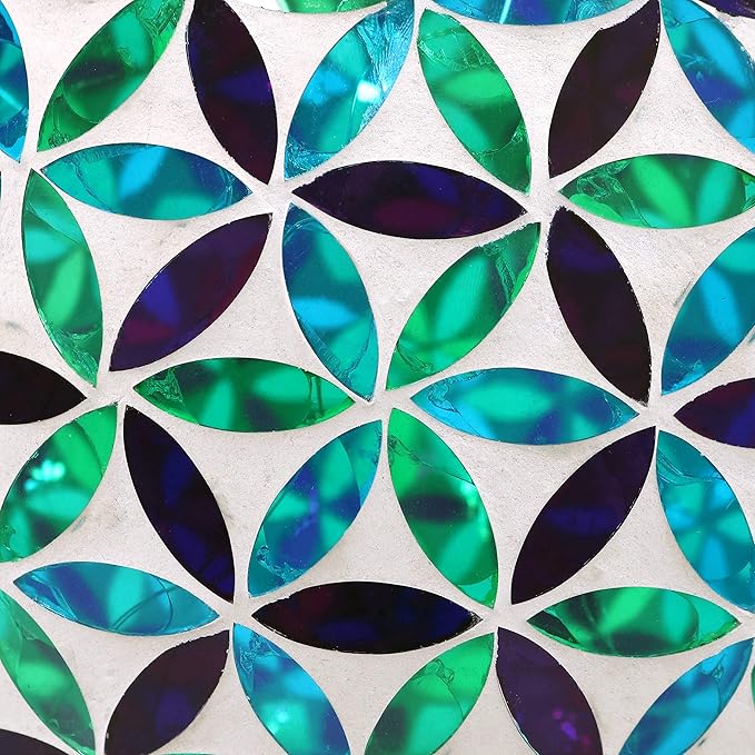 Sunnydaze 10 inch Solar Gazing Ball for Garden - Glass Outdoor Gazing Globe - Mosaic Cool Blooms-Ruum Studio Home