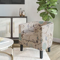 BELLEZE Living Room Chair, Linen Round Accent Barrel Chair, Club Tub Sofa Chair for Bedroom, Corner Chair with Flared Legs and Cozy Soft Padding - Highland (Floral Print)-Ruum Studio Home