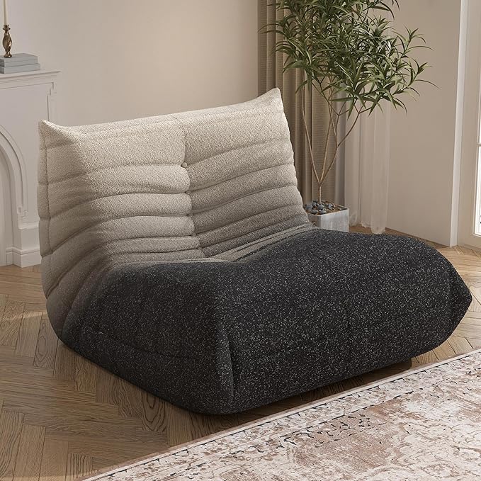 Bean Bag Chair, Fireside Chair Bean Bag Sofa Large Bean Bag Chair for Adults, Bean Bag Chairs for Teens with High Density Comfortable Foam, Memory Foam Bean Bag for Living Room, Bedroom (Black&White)-Ruum Studio Home