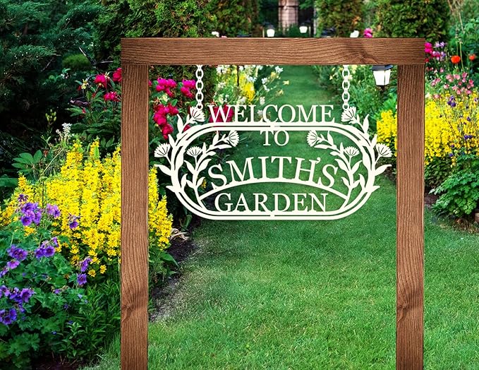 YTDESIGN Personalized Garden Sign, 42.0 x 12.0 inches, Stainless Steel, Decorative Outdoor Signage-Ruum Studio Home