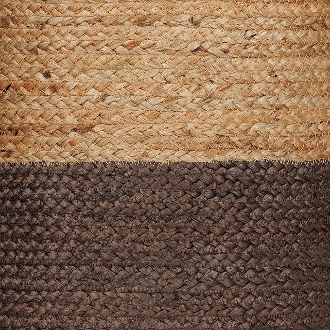 REDEARTH · Cylindrical Pouf Foot Stool Ottoman - Jute Braided Pouffe Poof Accent Sitting Footrest for The Living Room, Bedroom, Nursery, Patio, Lounge - Set of 2 (14.5”x14.5”x16”; Natural Acorn)-Ruum Studio Home