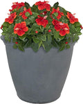 Sunnydaze 20-Inch Anjelica Large Plastic Pot for Plants - Outdoor Polyresin Round Planter with Drillable Drainage Holes - Slate-Ruum Studio Home