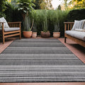 Stripe Outdoor Rug 5x7 Washable Outside Carpet for Indoor Patio Porch Waterproof Easy Cleaning Non Shedding Area Rugs Dark Gray 5 x 7-Ruum Studio Home