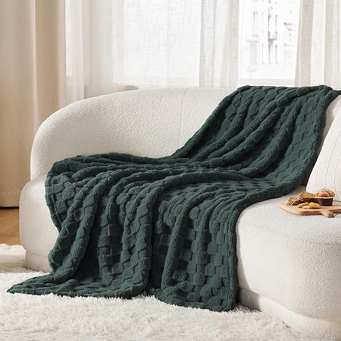 Bedsure GentleSoft Dark Green Throw Blanket for Couch - Checkered Fleece Blankets Gifts for Women Men Girls, Cute Soft Cozy Throw for Bedroom Home Decor Gifts, 50x60 Inches-Ruum Studio Home