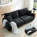 Convertible Sofa Bed, 90" Full Size Sleeper Sofa with Storage, Tufted Chenille 3 Seat Sofa Couches for Living Room, Small Spaces, Guest Room, Apartment, Black-Ruum Studio Home