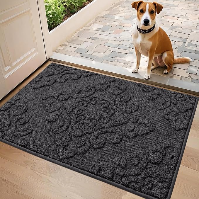 COSY HOMEER-Door-Mat-Non-Slip-Entryway-Rug 20”x32” Absorbent Welcome Mats Washable Dirt Trapper Door Mat Entrance Floor Mats for Front Back Doormats and Wet Shoes,Dark Grey-Ruum Studio Home