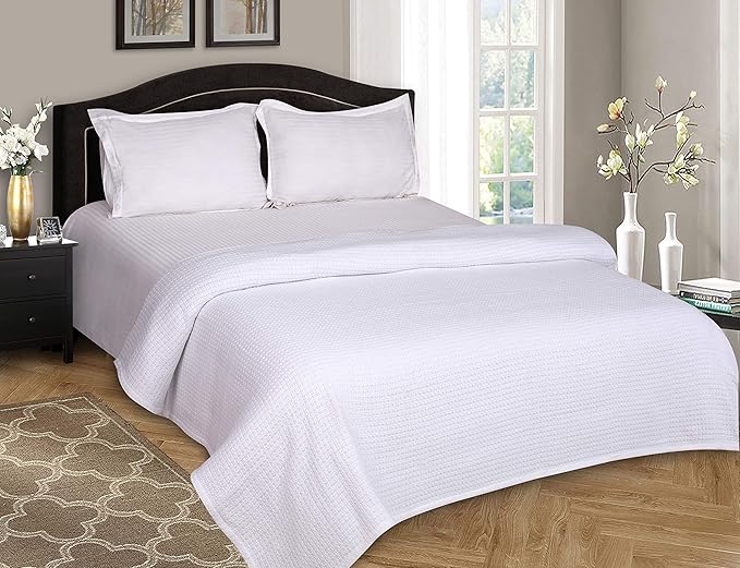 Elvana Home 100% Cotton Bed Blanket, Breathable Bed Blanket Twin Size, Cotton Thermal Blankets Twin, Perfect for Layering Any Bed for All Season, White-Ruum Studio Home