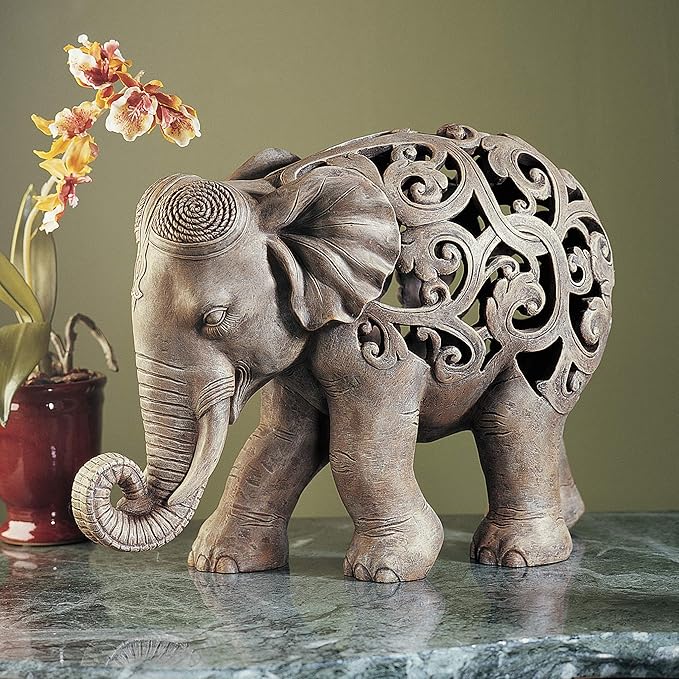 Design Toscano Anjan the Elephant Jali Sculpture-Ruum Studio Home