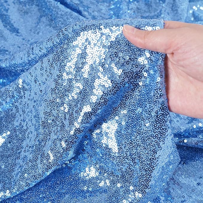 SquarePie Sequin Tablecloth 90 x 156 Inch Baby Blue Sparkly Table Linen for Wedding Party-Ruum Studio Home