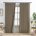 Linen Brown Room Darkening Curtains for Living Room,Pinch Pleated Back Tab Drapes with Hooks,Linen Burlap Thermal Insulated Noise Reducing Window Curtain Panels for Bedroom,W50 x L90, 2 Panels-Ruum Studio Home