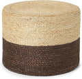 REDEARTH · Cylindrical Pouf Foot Stool Ottoman - Jute Braided Pouffe Poof Accent Sitting Footrest for Living Room, Bedroom, Nursery, Patio, Lounge & Other Rooms (Natural Acorn, 18"x18"x14")-Ruum Studio Home