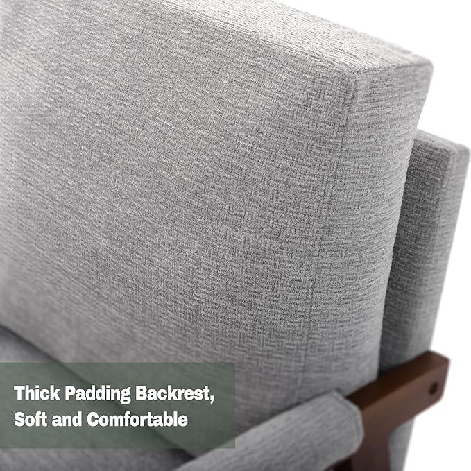 Modern Accent Chairs Set of 2 for Living Room Mid Century Arm Chairs Upholstered Bedroom Chairs Comfy Lounge Chairs with Solid Wood Frame, Grey-Ruum Studio Home