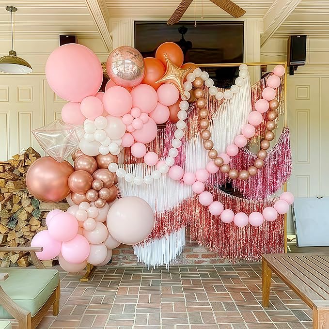 Pastel Pink Quick Link Balloons, 60PCS 10 Inch Baby Pink Linking Balloons for Making Balloon Wall Heart Arch, Tails Balloon for Girls Wedding Birthday Baby Shower Valentine's Party Decorations-Ruum Studio Home