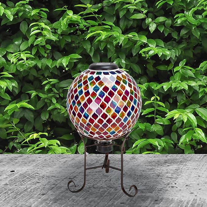 Sunnydaze 10-Inch Solar Gazing Ball for Garden - Glass Outdoor Gazing Globe - Summer Trellis - Set of 2-Ruum Studio Home