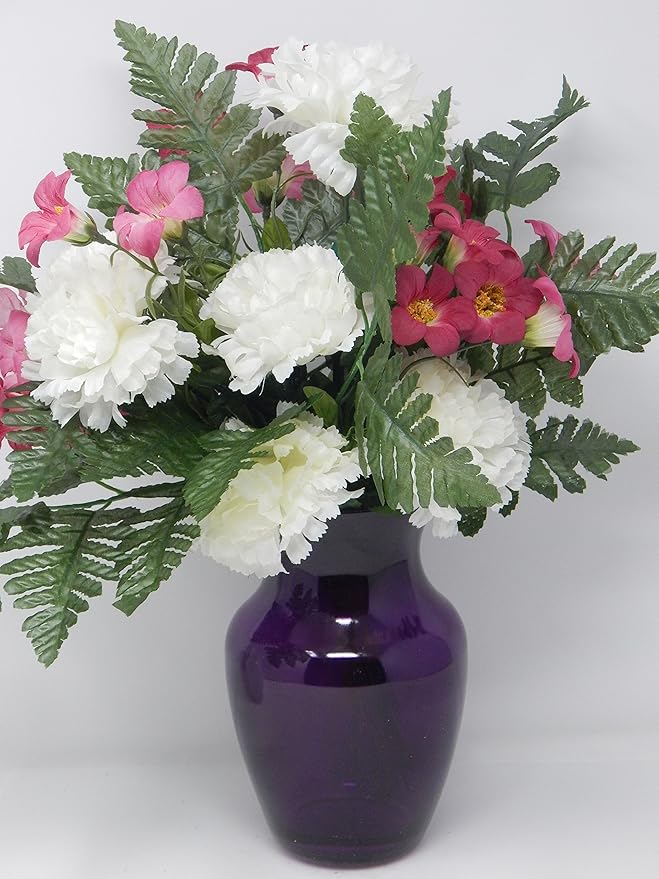 Floral Supply Online - 8" Rose Vase and Flower Guide Booklet - Decorative Glass Flower Vase for Floral Arrangements, Weddings, Home Decor or Office. (Purple)-Ruum Studio Home