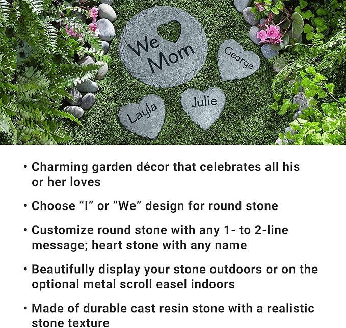 Let's Make Memories Personalized Garden Stone - Resin - Custom Garden Décor - Heart Stepping Stone - for Dad - for Father's Day-Ruum Studio Home