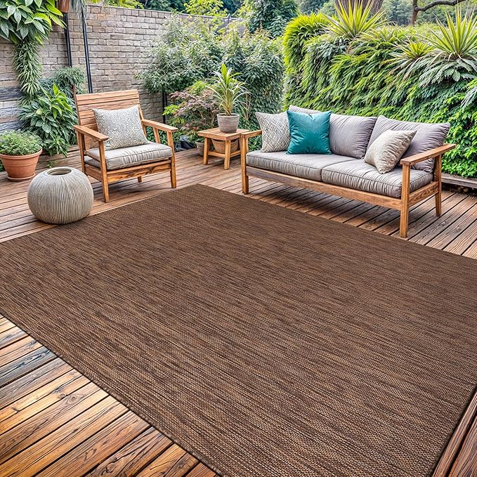 Washable Indoor Outdoor Rug 9x12 Weather Resistant Area Rugs Modern Solid for Porch Deck Balcony Backyard Patio Outside Carpet (9 X 12 Gold Brown)-Ruum Studio Home