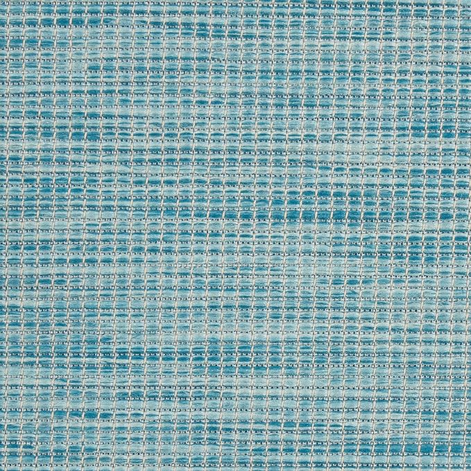 Nourison Positano Indoor/Outdoor Aqua 10' x 14' Area Rug, Easy Cleaning, Non Shedding, Bed Room, Living Room, Dining Room, Backyard, Deck, Patio (10x14)-Ruum Studio Home