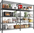 REIBII 5 Tier Wire Shelving Storage Shelves Loads 1430LBS, 58" W Metal Shelving for Storage Adjustable Shelving Unit Heavy Duty Garage Shelves Pantry Shelves Kitchen, Black-Ruum Studio Home