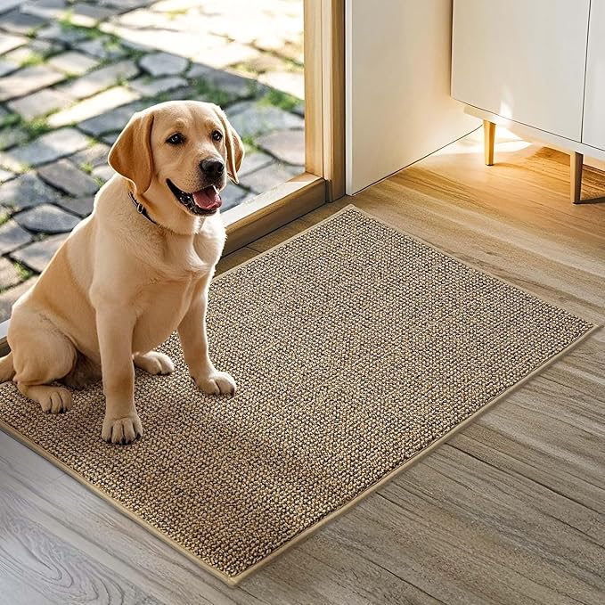 JSEI Dirt Trapper Door Mat 20"x32" Non-Slip Washable Entrance Mat, Dog Doormats, Absorbent & Fade-Resistant Floor Mats, Low Profile Welcome Mats for Entryway, Front Door, and Inside Entrance, Beige-Ruum Studio Home