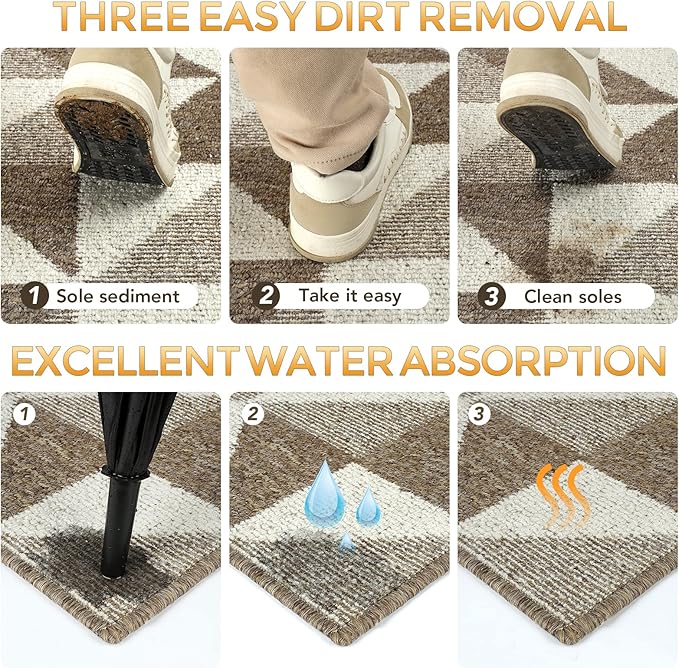 hicorfe Indoor Doormat,24"x35" Front Back Door Mat Rubber Backing Non Slip Door Mats,Low-Profile Absorbent Resist Dirt Entryway Doormat Inside Floor Mats for Entrance-Ruum Studio Home