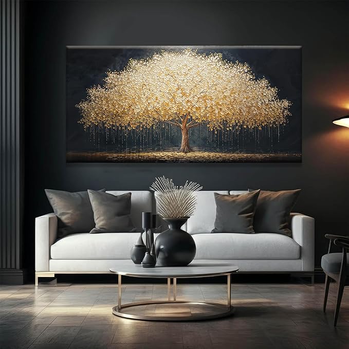 Tsomzxng Abstract Wall Art Gold Tree Of Life Artwork Canvas Art Wall Decor Painting Prints Gold Tree Large Abstract Wall Decor Picture For Living Room Bedroom Home Office Artwork 29"X 58"-Ruum Studio Home