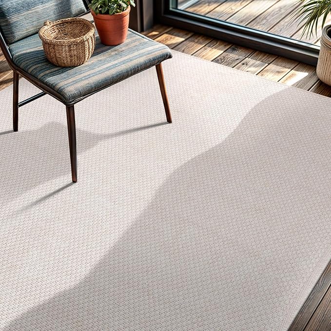 CAMILSON Easy Jute Rug 4x6, Indoor Outdoor Off-White Farmhouse Area Rugs for Living Room Patio and Kitchen Rug, Solid Woven Design, Easy-Cleaning, Washable Outside Carpet Alfombras (4 x 6)-Ruum Studio Home