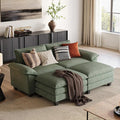 LINSY HOME Modular Sectional Sofa - 90'' Sleeper Sofa Cloud Couch Oversized Corduroy Sofa Bed with Movable Ottoman Soft Modern Comfy Couch for Living Room Apartment Office, Green-Ruum Studio Home