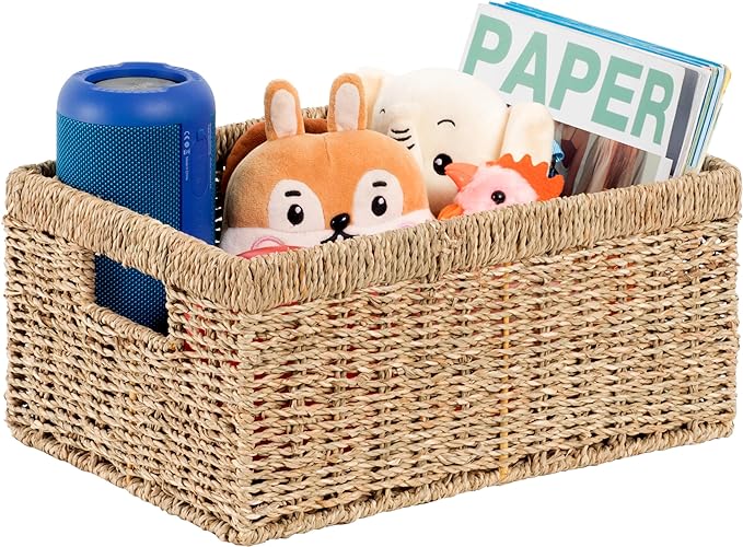 CENBOSS Wicker Baskets (Large, Seagrass, 1PC) Rattan Storage Baskets for Shelves, Woven Seagrass Holder-Ruum Studio Home